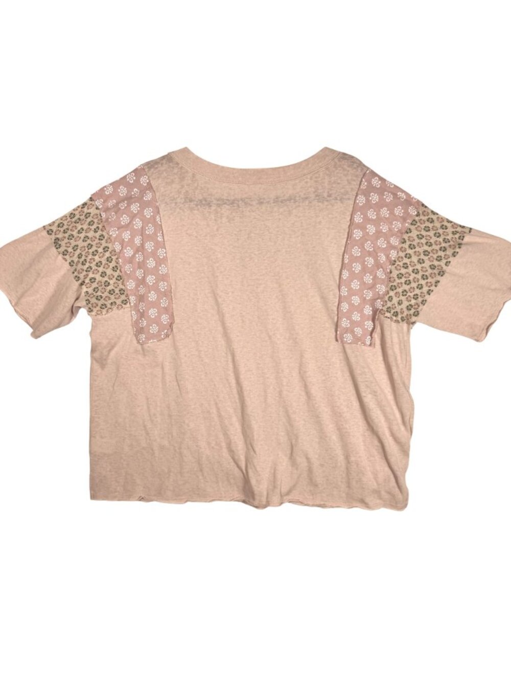 Easel Womens Oversized Floral Patchwork Short Sleeve Top L Boho Cottagcore Pink - Picture 3 of 12